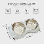 Stainless Steel Double Cat Bowl with Non-Slip Stand